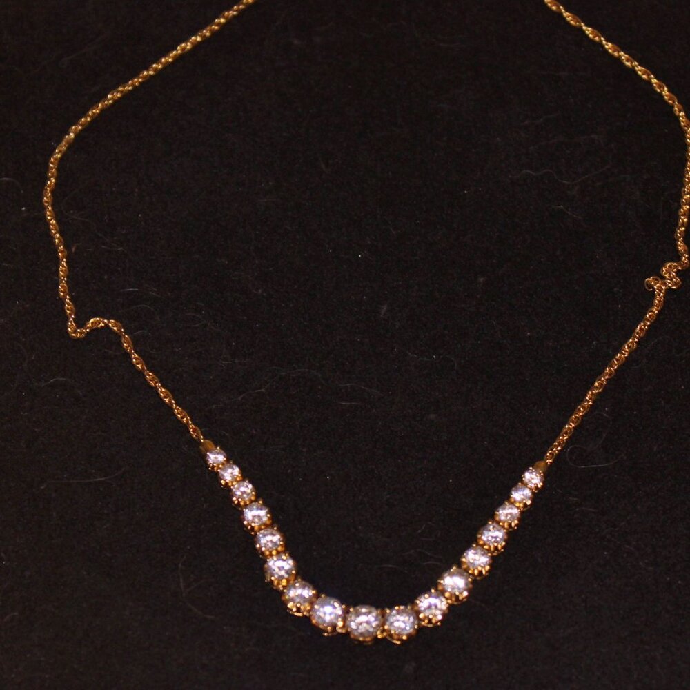 14K Gold over 925 Sterling "Diamond" 18" Tennis Necklace Chain